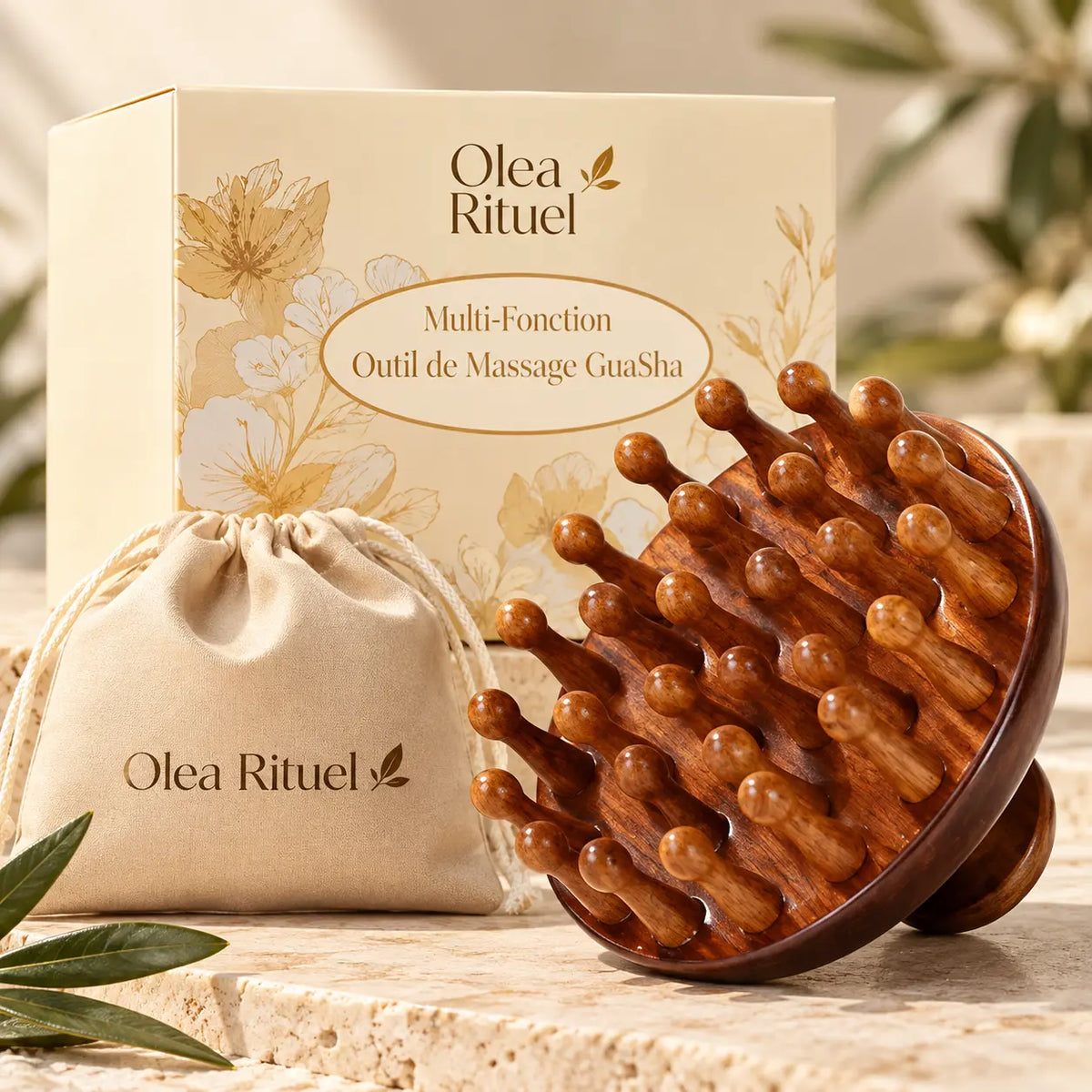 Outil de Massage Gua Sha Multi-Fonction en Bois